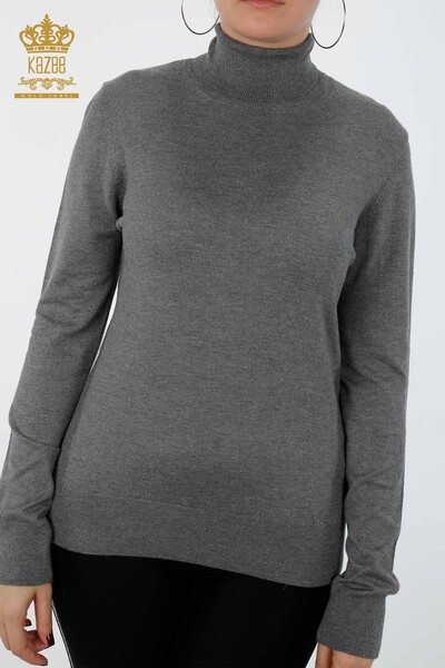 Wholesale Women's Knitwear Sweater Glitter Transition Turtleneck Oversize - 15144 | KAZEE - Thumbnail