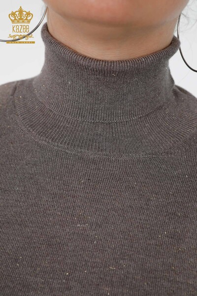 Wholesale Women's Knitwear Sweater Glitter Transition Turtleneck Oversize - 15144 | KAZEE - Thumbnail