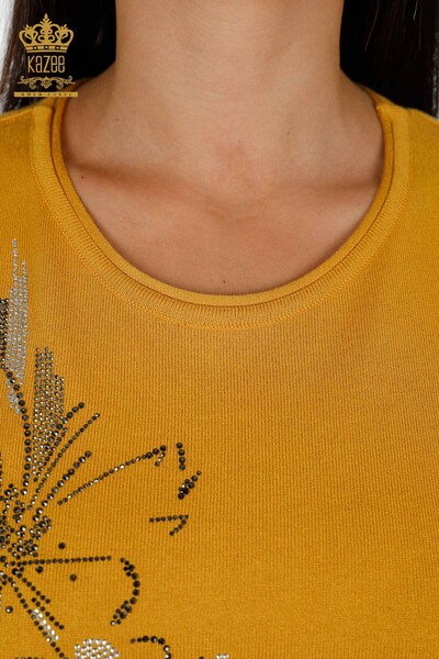 Wholesale Women's Knitwear Sweater Stony Short Sleeve Floral Pattern - 16907 | KAZEE - Thumbnail