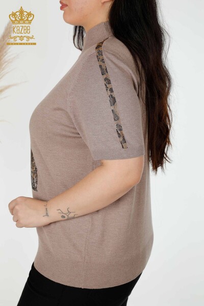 Wholesale Women's Knitwear Sweater Tiger Pattern Mink - 16999 | KAZEE - 5