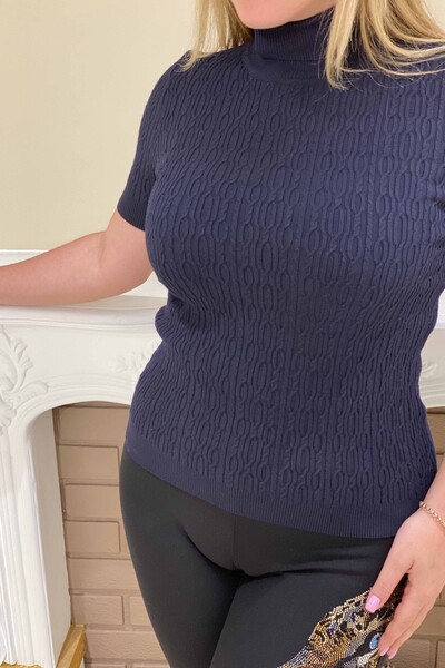 Wholesale Women's Knitwear Turtleneck Short Sleeve - 16196 | Kazee - Thumbnail