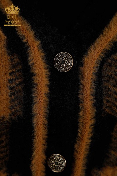 Wholesale Women's Long Cardigan Angora Two Colors Brown Black - 30587 | KAZEE - Thumbnail