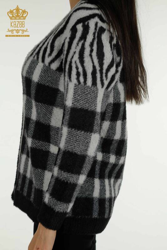 Wholesale Women's Long Cardigan Angora Two Color Ecru Black - 30587 | KAZEE
