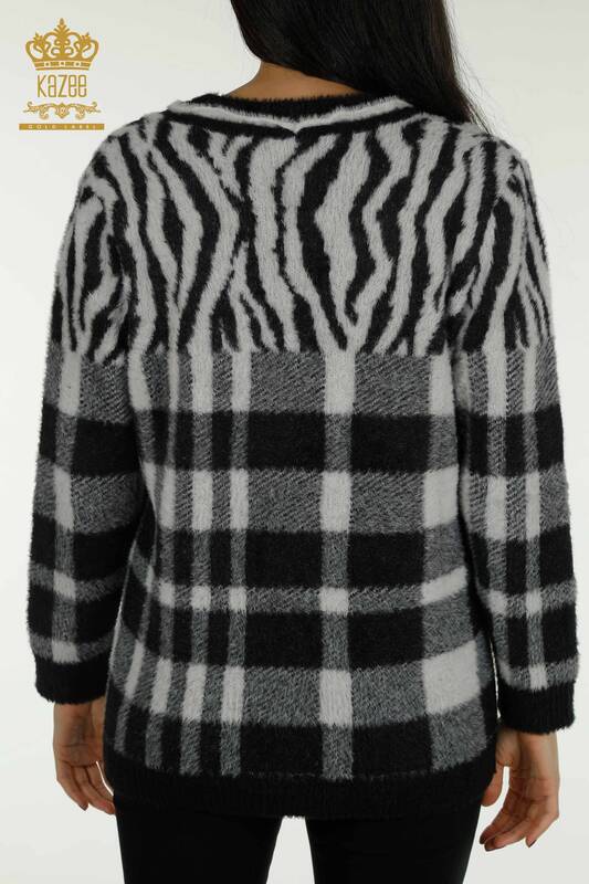 Wholesale Women's Long Cardigan Angora Two Color Ecru Black - 30587 | KAZEE