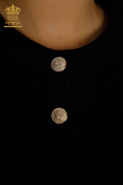 Wholesale Women's Long Cardigan Black with Holes - 30643 | KAZEE - Thumbnail (2)