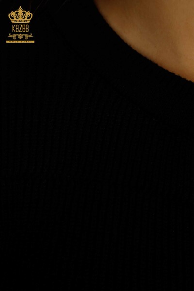 Wholesale Women's Long Cardigan Black with Holes - 30643 | KAZEE - Thumbnail