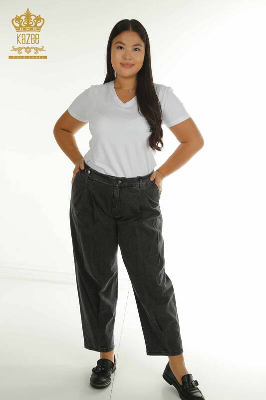 Wholesale Women's Trousers - Pocket Detailed - Anthracite - 2411-3093 | O