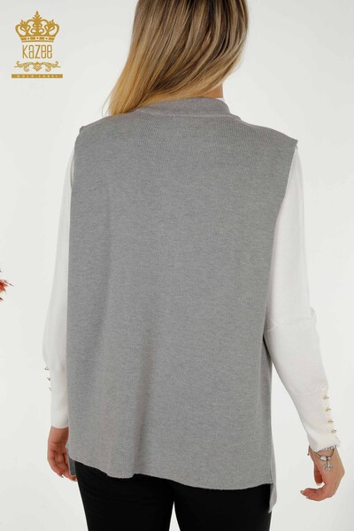 Wholesale Women's Short Vest Leopard Patterned Gray - 30311 | KAZEE - Thumbnail