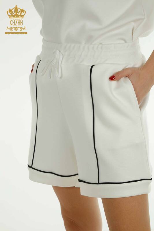 Wholesale Women's Tracksuit Set with Shorts Basic Ecru - 17699 | KAZEE