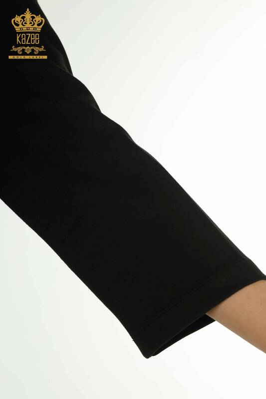 Wholesale Women's Shorts Tracksuit Set Hooded Black - 17695 | KAZEE