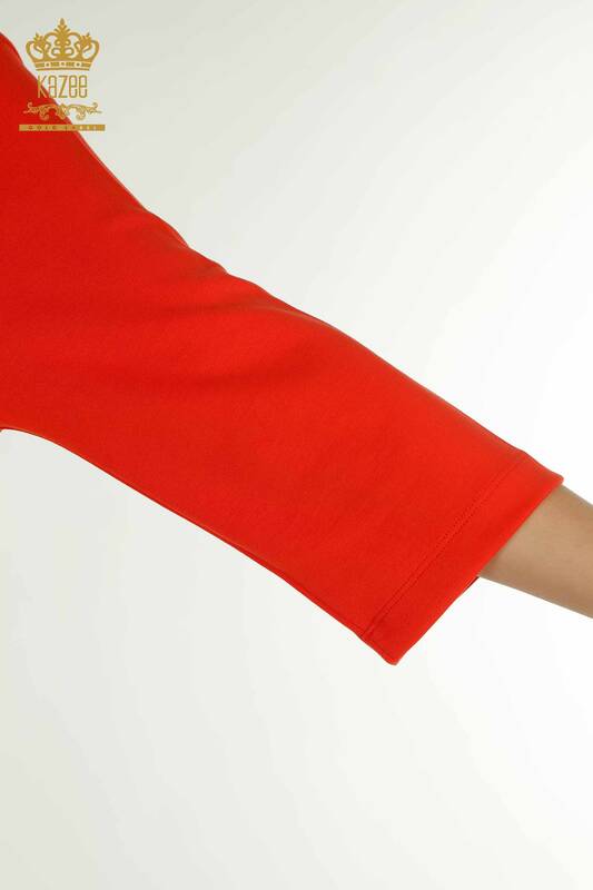 Wholesale Women's Shorts Tracksuit Set Hooded Orange - 17695 | KAZEE