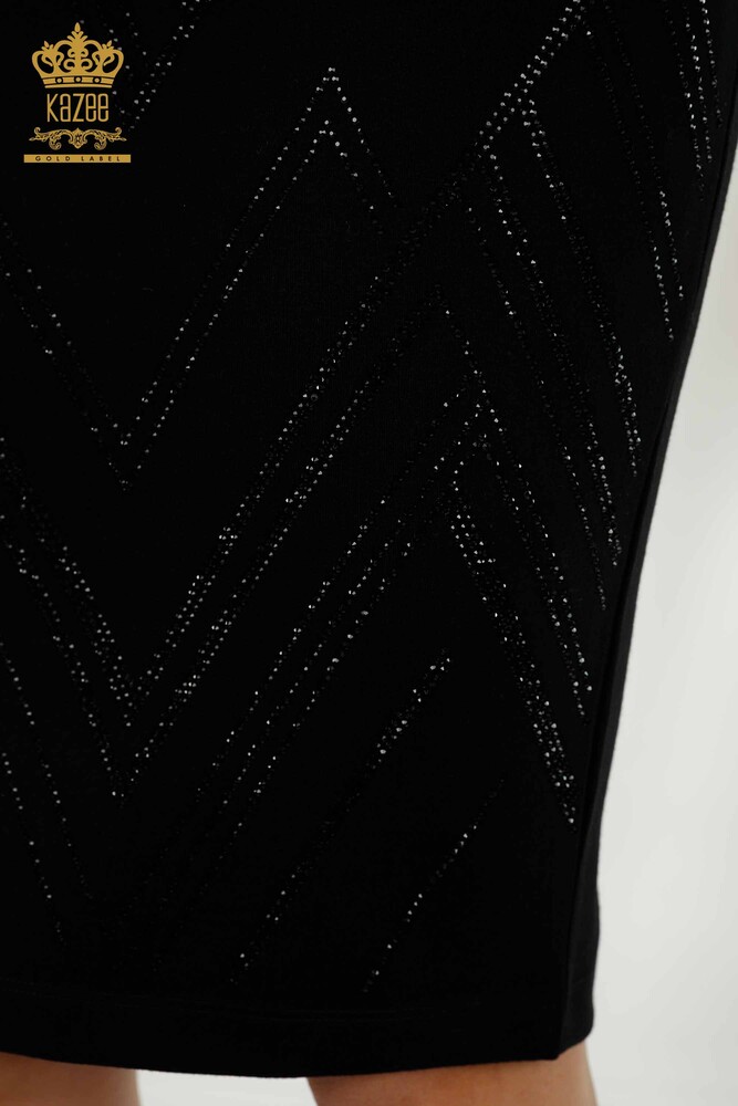 Wholesale Women's Skirt Crystal Stone Embroidered Black - 4246 | KAZEE - 5