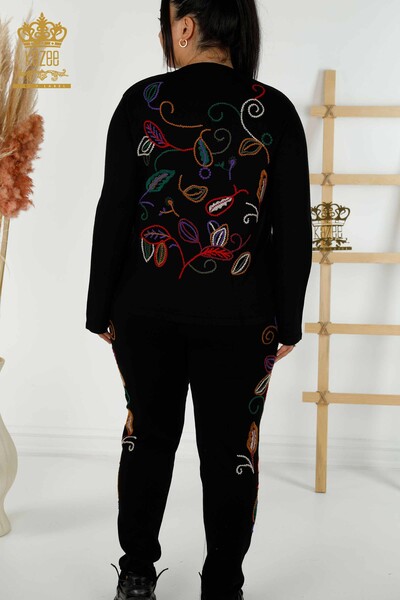 Wholesale Women's Tracksuit Set Colored Pattern Black - 16657 | KAZEE - 7