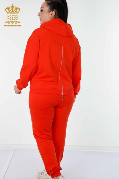 Wholesale Women's Tracksuit Set Angel Wing Pattern Orange - 17481 | KAZEE - 10
