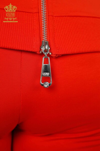 Wholesale Women's Tracksuit Set Angel Wing Pattern Orange - 17481 | KAZEE - 12