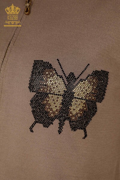 Wholesale Women's Tracksuit Set - Butterfly Pattern - Mink - 16678 | KAZEE - Thumbnail