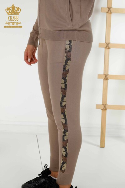 Wholesale Women's Tracksuit Set - Butterfly Pattern - Mink - 16678 | KAZEE - 8