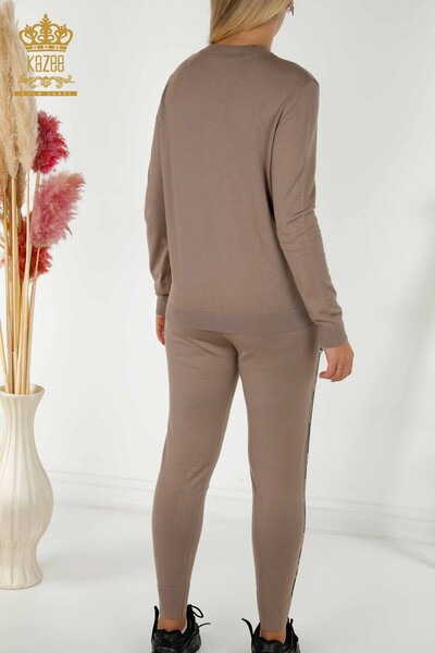 Wholesale Women's Tracksuit Set - Butterfly Pattern - Mink - 16678 | KAZEE - 12