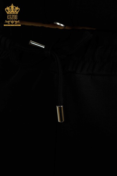 Wholesale Women's Tracksuit Set Black with Button Detail - 17624 | KAZEE - Thumbnail
