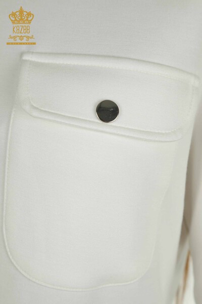 Wholesale Women's Tracksuit Set Button Detailed Ecru - 17555 | KAZEE - Thumbnail
