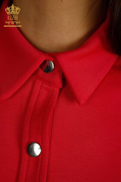 Wholesale Women's Tracksuit Set Button Detailed Fuchsia - 17555 | KAZEE - Thumbnail