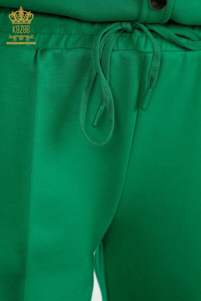 Wholesale Women's Tracksuit Set Button Detailed Green - 17555 | KAZEE - Thumbnail