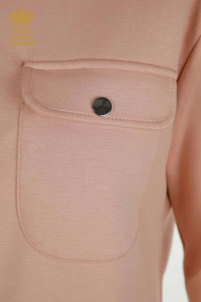 Wholesale Women's Tracksuit Set Button Detailed Powder - 17555 | KAZEE - Thumbnail