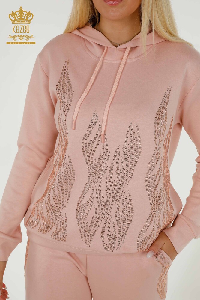 Wholesale Women's Tracksuit Set Hooded Powder - 17566 | KAZEE - 6