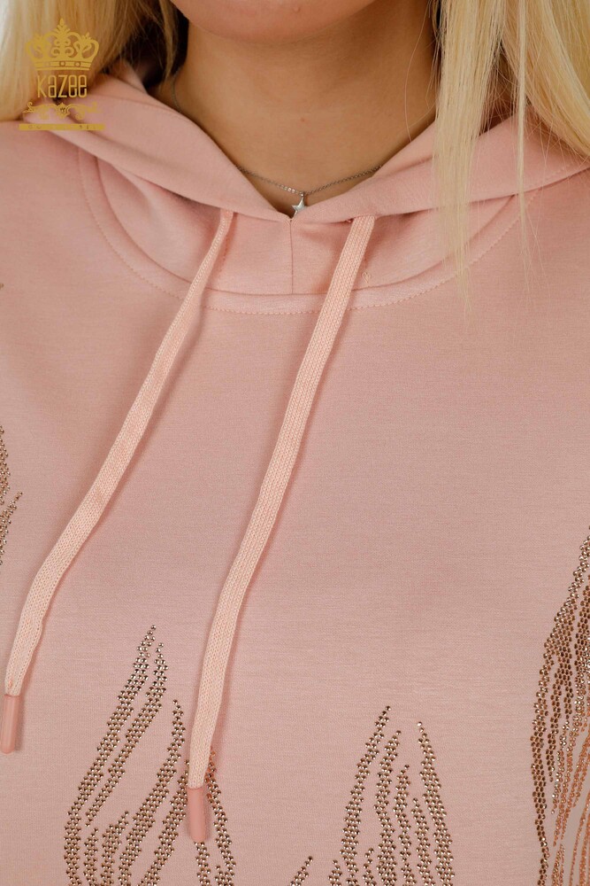 Wholesale Women's Tracksuit Set Hooded Powder - 17566 | KAZEE - 7