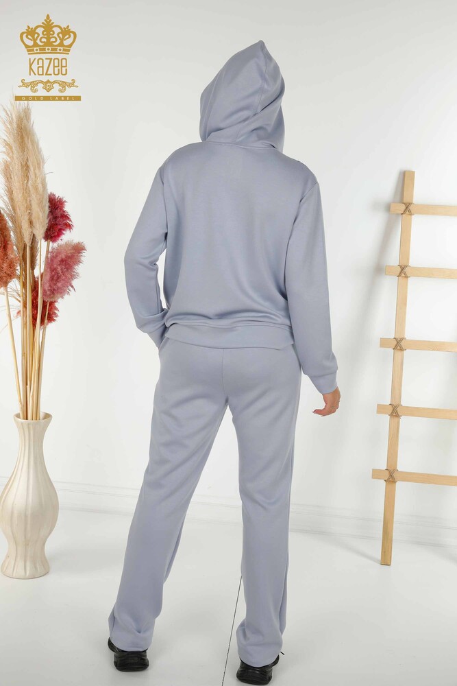 Wholesale Women's Tracksuit Set Blue with Crystal Stone Embroidery - 17557 | KAZEE - 12