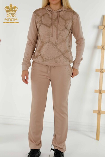 Wholesale Women's Tracksuit Set, Crystal Stone Embroidered Mink - 17557 | KAZEE - 5