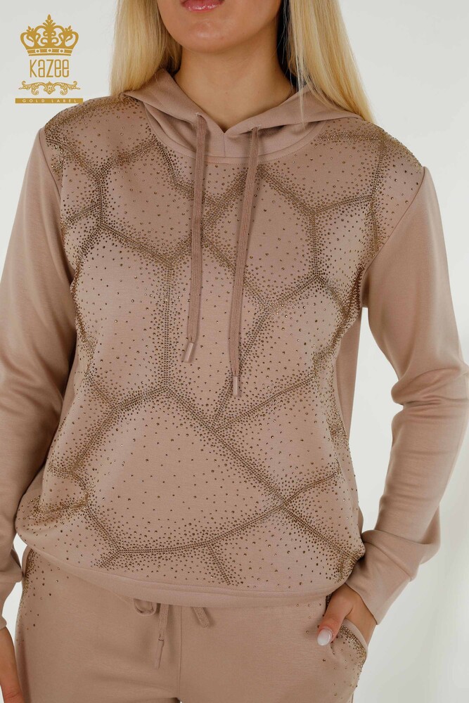 Wholesale Women's Tracksuit Set, Crystal Stone Embroidered Mink - 17557 | KAZEE - 6