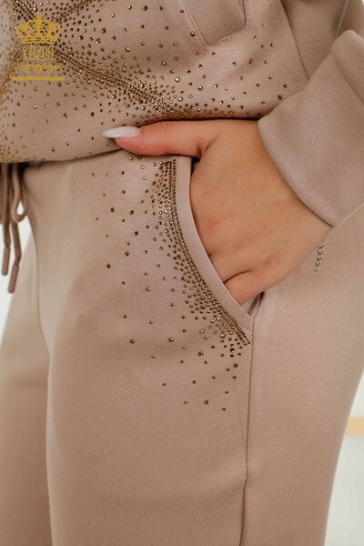 Wholesale Women's Tracksuit Set, Crystal Stone Embroidered Mink - 17557 | KAZEE - 10