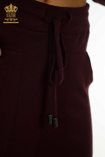 Wholesale Women's Tracksuit Set, Floral Patterned Plum - 16661 | KAZEE - 12