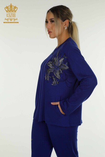 Wholesale Women's Tracksuit Set Flower Patterned Saks - 16661 | KAZEE - 3