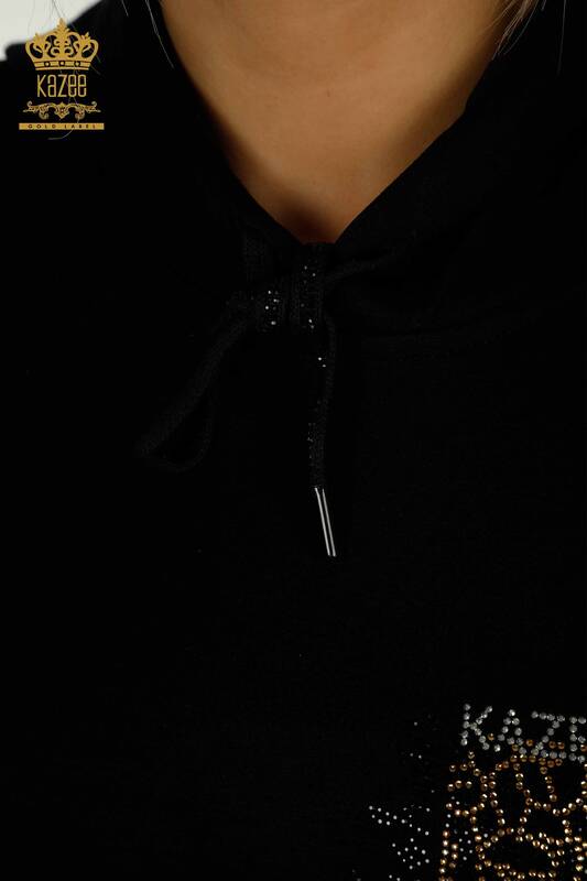Wholesale Women's Tracksuit Set Hooded Black - 17559 | KAZEE