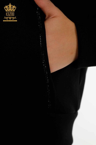 Wholesale Women's Tracksuit Set Hooded Black - 20414 | KAZEE - Thumbnail