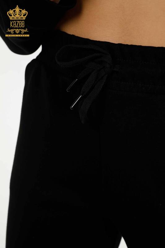 Wholesale Women's Tracksuit Set Hooded Black - 20414 | KAZEE