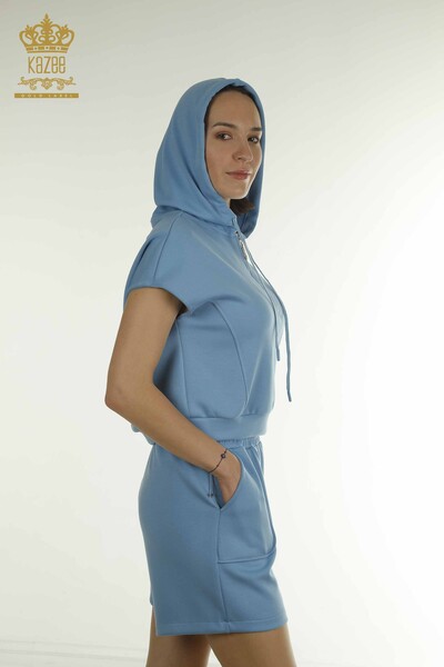 Kazee - Wholesale Women's Tracksuit Set Hooded Blue - 17704 | KAZEE (1)