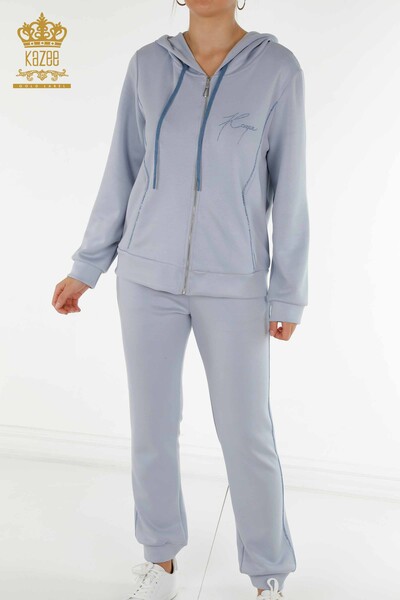 Wholesale Women's Tracksuit Set Hooded Blue - 20414 | KAZEE - Thumbnail