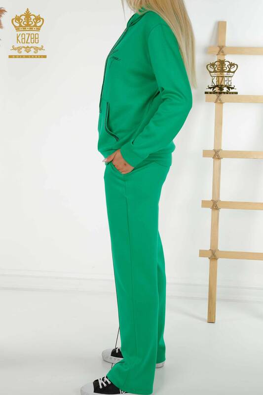 Wholesale Women's Tracksuit Set Hooded Green - 17598 | KAZEE