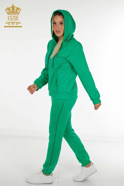Wholesale Women's Tracksuit Set Hooded Green - 20414 | KAZEE - Thumbnail