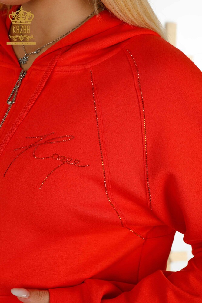 Wholesale Women's Tracksuit Set Hooded Orange - 20415 | KAZEE - 5