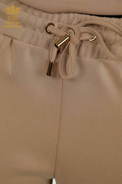 Wholesale Women's Tracksuit Set Hooded with Pockets Beige - 17627 | KAZEE - Thumbnail