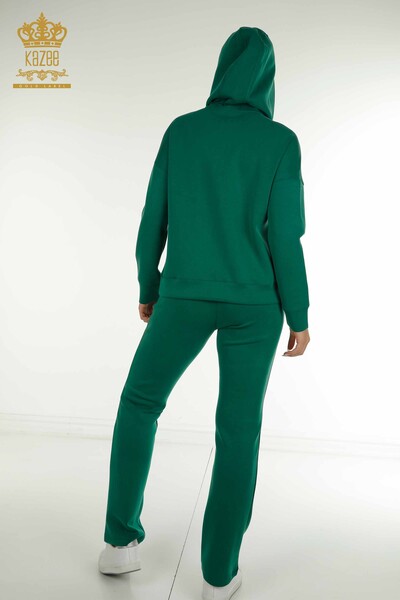 Wholesale Women's Tracksuit Set Hooded with Pockets Green - 17627 | KAZEE - Thumbnail