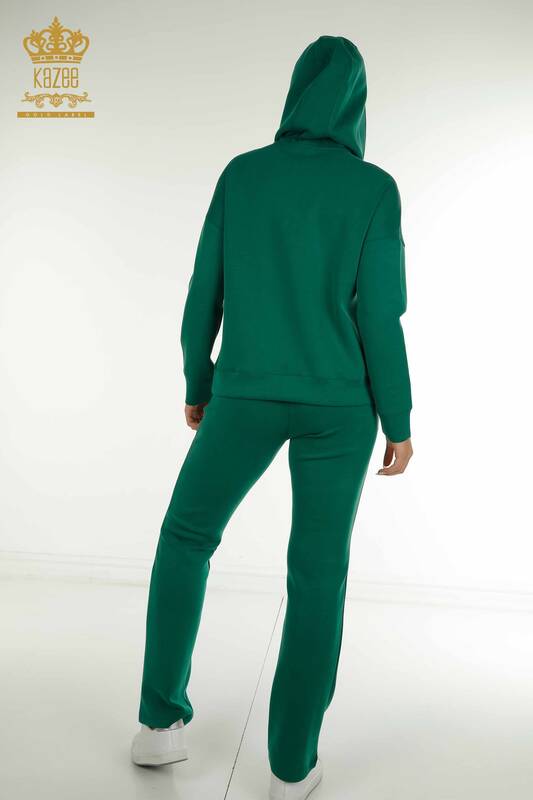 Wholesale Women's Tracksuit Set Hooded with Pockets Green - 17627 | KAZEE