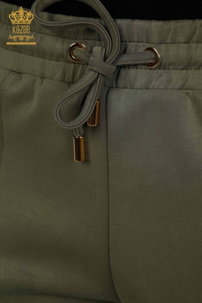 Wholesale Women's Tracksuit Set Hooded with Pockets Khaki - 17627 | KAZEE - Thumbnail