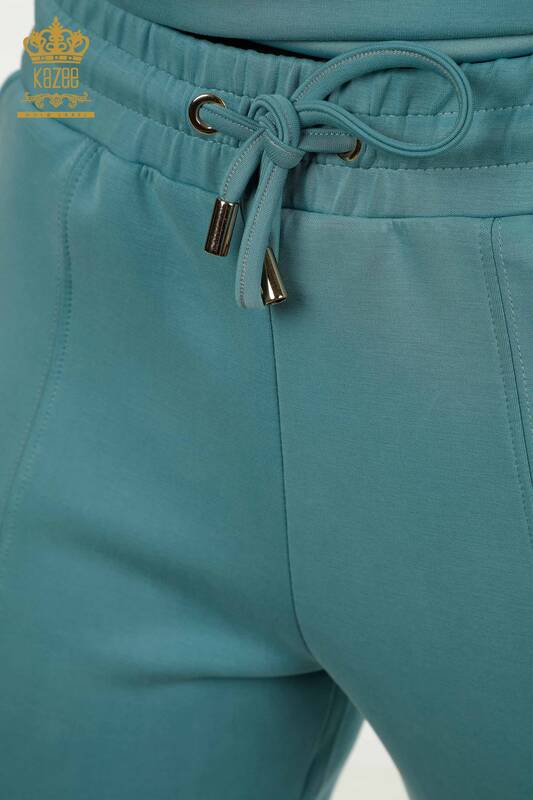 Wholesale Women's Tracksuit Set Hooded Pocket Mint - 17627 | KAZEE