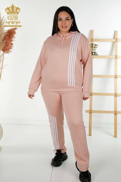 Wholesale Women's Tracksuit Set Hooded Powder White - 17569 | KAZEE 