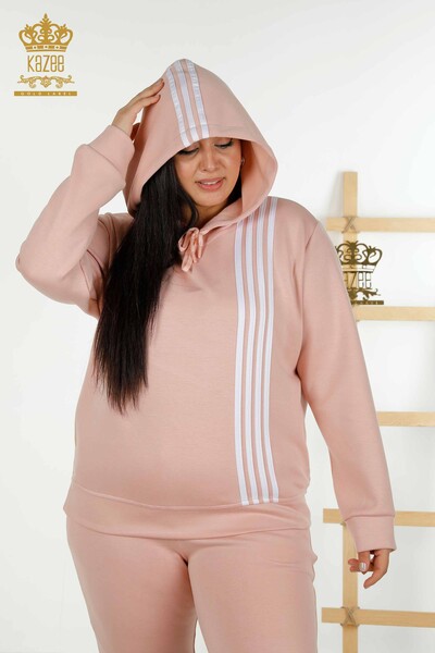 Wholesale Women's Tracksuit Set Hooded Powder White - 17569 | KAZEE - 6